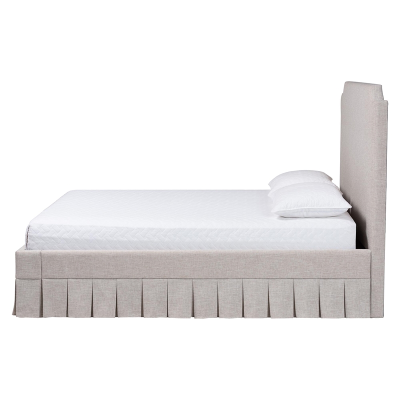 Bowery Hill Platform Bed with Pleated Skirt Fabric Bed Frame Queen