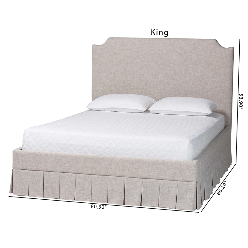 Bowery Hill Platform Bed with Pleated Skirt Fabric Bed Frame Queen