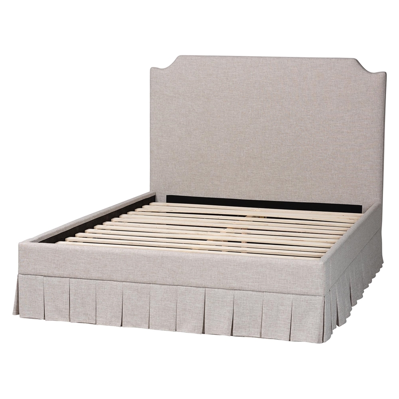Bowery Hill Platform Bed with Pleated Skirt Fabric Bed Frame King
