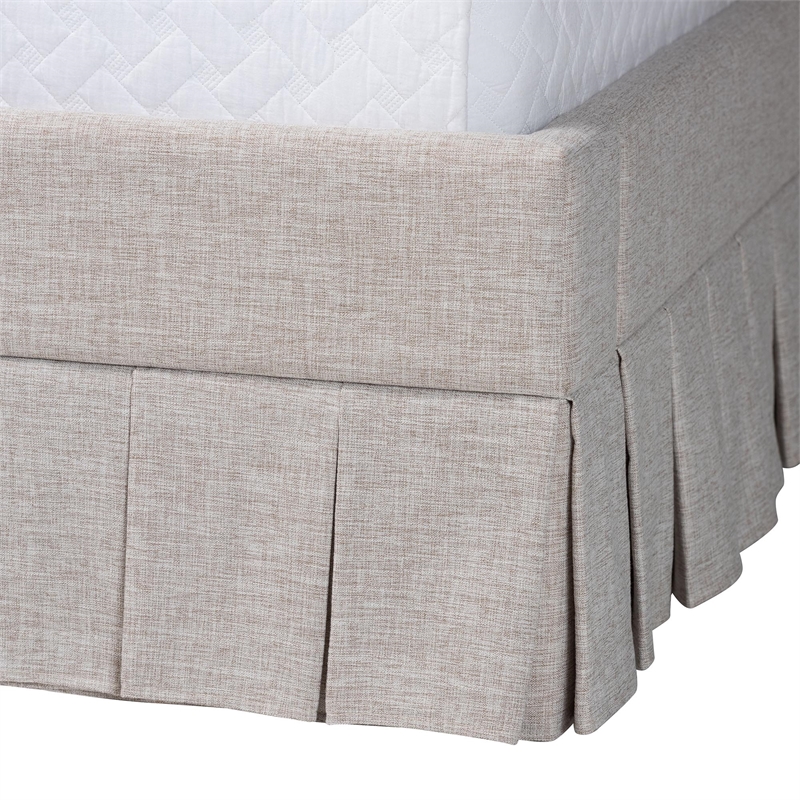 Bowery Hill Platform Bed with Pleated Skirt Fabric Bed Frame King