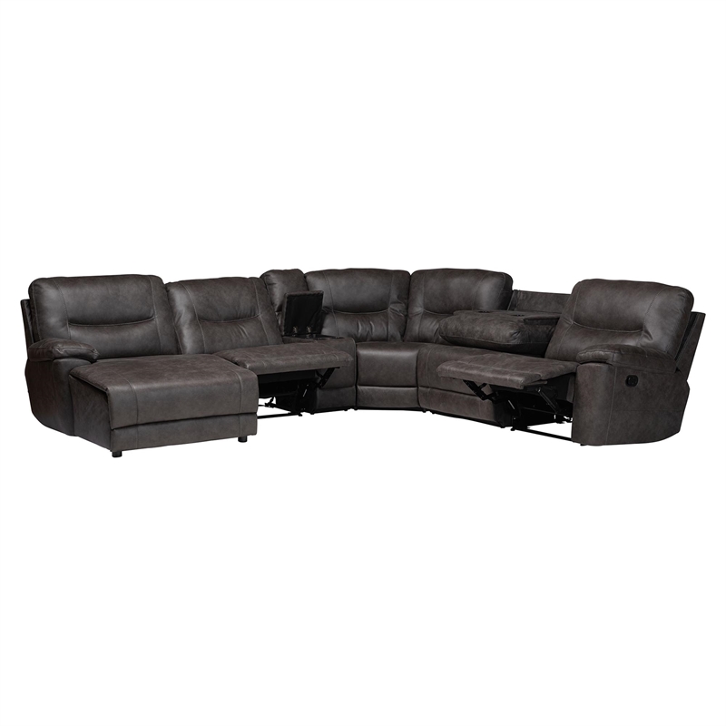 Bowery Hill 6-Piece Reclining Sectional Sofa Left-facing Chaise Lounge