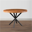 Bowery Hill 48 Inch Handcrafted Dining Table Mango Wood Round Top Iron Legs