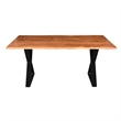 Bowery Hill 67 Inch Dining Table Crossed Metal Legs Live Edge Acacia