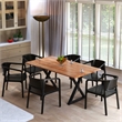 Bowery Hill 67 Inch Dining Table Crossed Metal Legs Live Edge Acacia