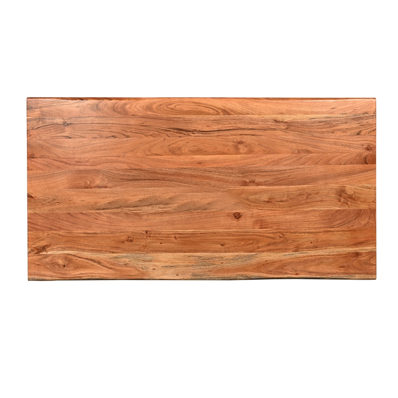 Bowery Hill 67 Inch Dining Table Crossed Metal Legs Live Edge Acacia