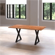 Bowery Hill 67 Inch Dining Table Crossed Metal Legs Live Edge Acacia