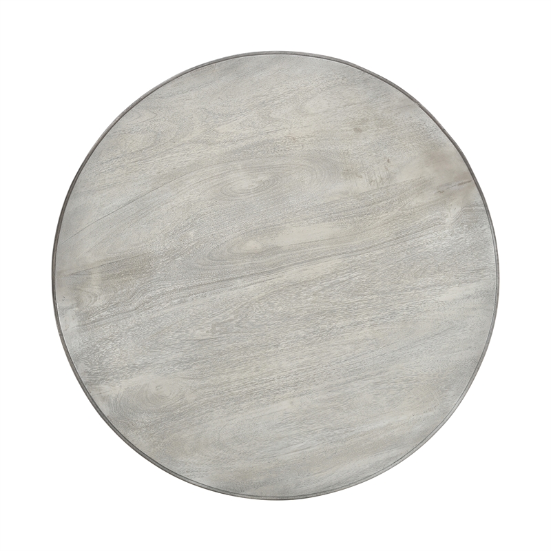 Bowery Hill 42 Inch Mango Wood Dining Table Pedestal Base in White
