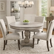 Bowery Hill 42 Inch Mango Wood Dining Table Pedestal Base in White