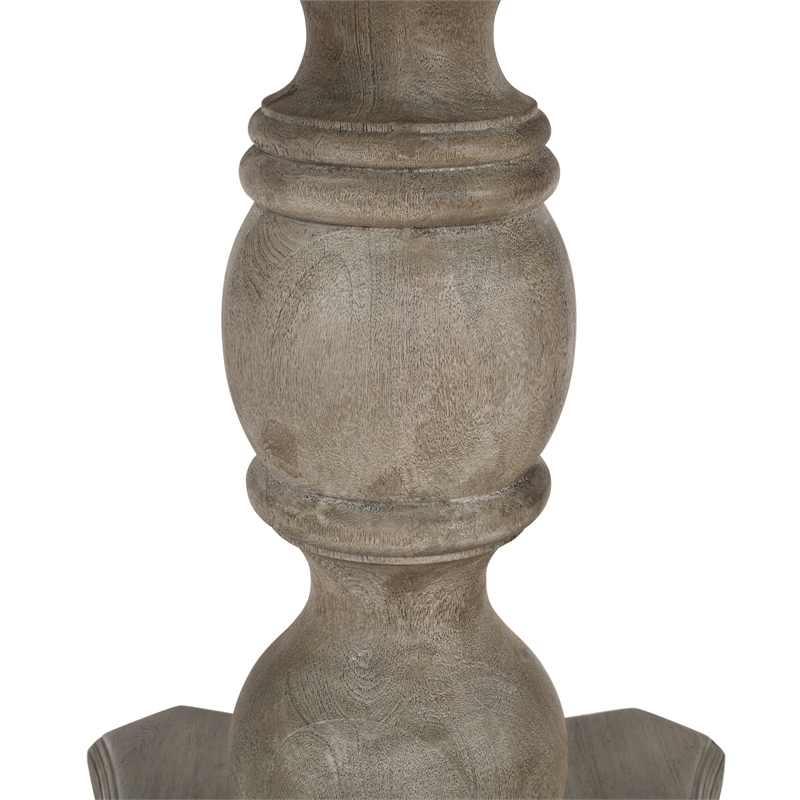 Bowery Hill 42 Inch Mango Wood Dining Table Pedestal Base in White