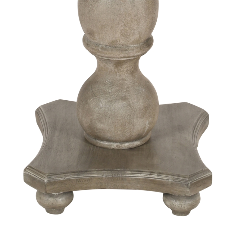 Bowery Hill 42 Inch Mango Wood Dining Table Pedestal Base in White