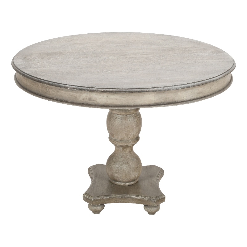 Bowery Hill 42 Inch Mango Wood Dining Table Pedestal Base in White