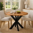 Bowery Hill 41 Inch Live Edge Round Dining Table Acacia Wood Iron Legs