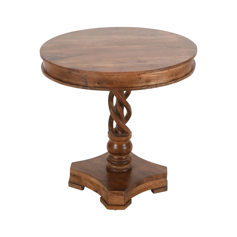 Bowery Hill 30 Inch Round Mango Wood Dinette Twisted Pedestal Base