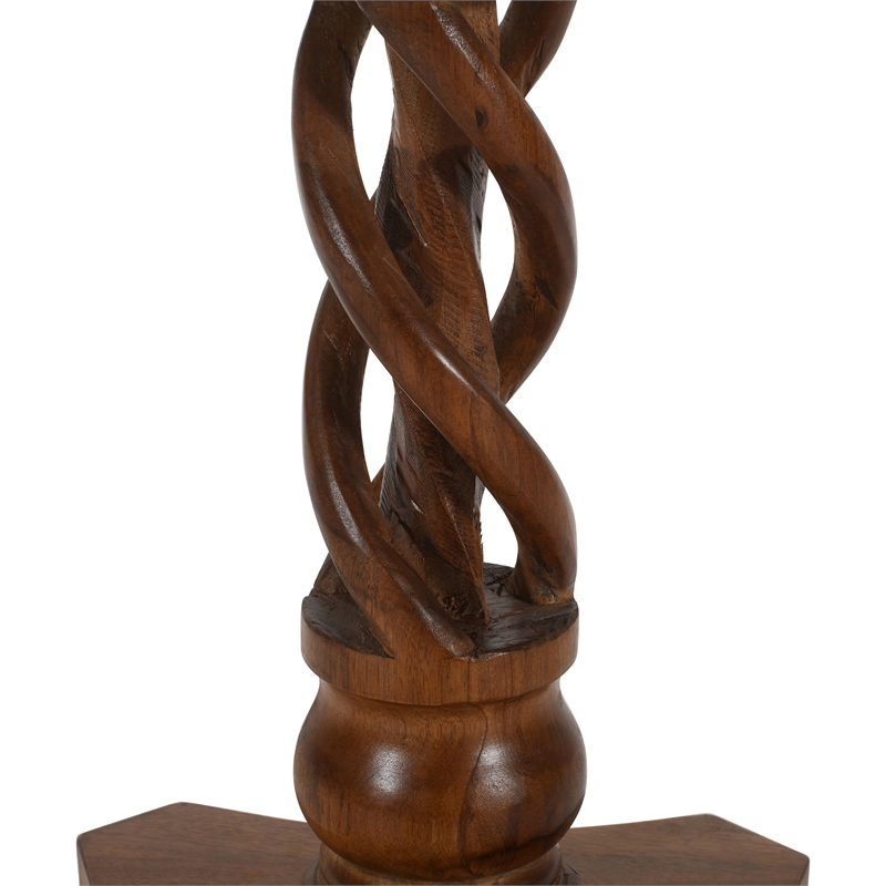 Bowery Hill 30 Inch Round Mango Wood Dinette Twisted Pedestal Base