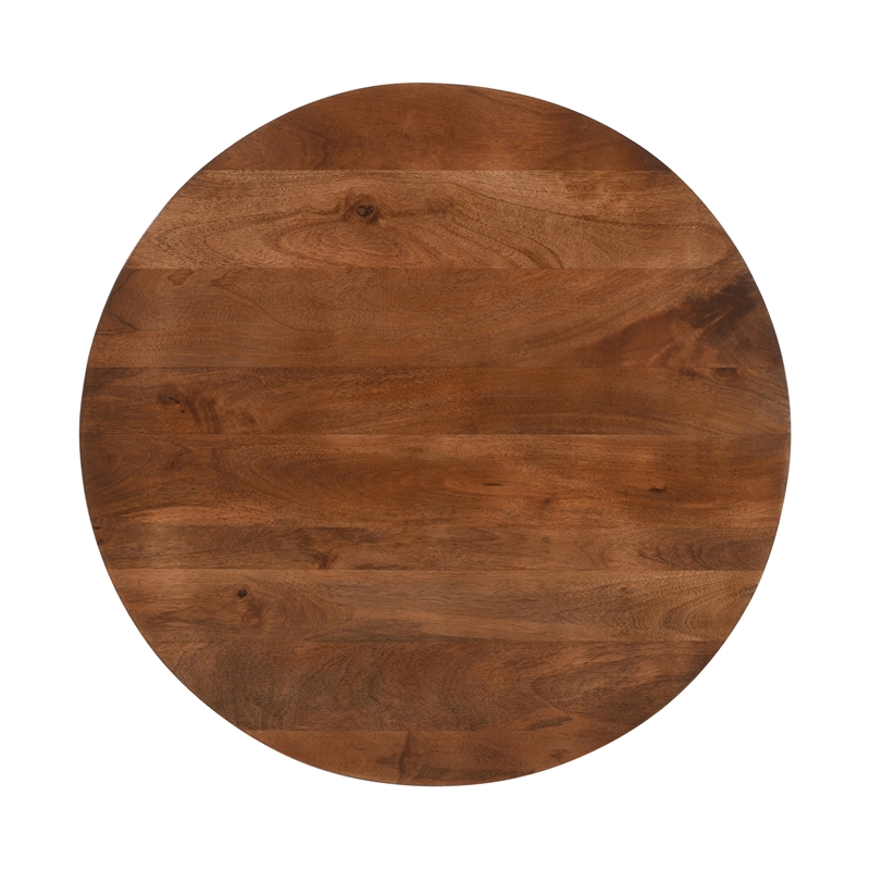 Bowery Hill 30 Inch Round Mango Wood Dinette Twisted Pedestal Base