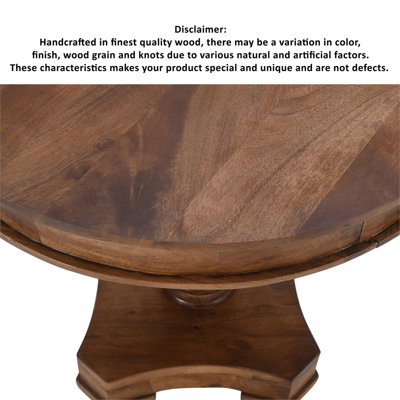 Bowery Hill 30 Inch Round Mango Wood Dinette Twisted Pedestal Base
