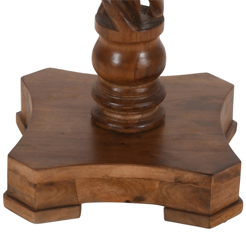 Bowery Hill 30 Inch Round Mango Wood Dinette Twisted Pedestal Base