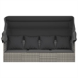 Bowery Hill Outdoor PE Rattan Lounge Bed with Adjustable Armrests in Gray