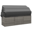 Bowery Hill Outdoor PE Rattan Lounge Bed with Adjustable Armrests in Gray