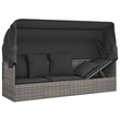Bowery Hill Outdoor PE Rattan Lounge Bed with Adjustable Armrests in Gray