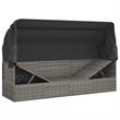 Bowery Hill Outdoor PE Rattan Lounge Bed with Adjustable Armrests in Gray