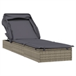 Bowery Hill PE Rattan Sunbed with Adjustable Umbrella in Gray