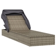 Bowery Hill PE Rattan Sunbed with Adjustable Umbrella in Gray