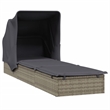 Bowery Hill PE Rattan Sunbed with Adjustable Umbrella in Gray