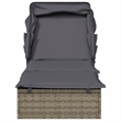 Bowery Hill PE Rattan Sunbed with Adjustable Umbrella in Gray