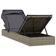 Bowery Hill PE Rattan Sunbed with Adjustable Umbrella in Gray