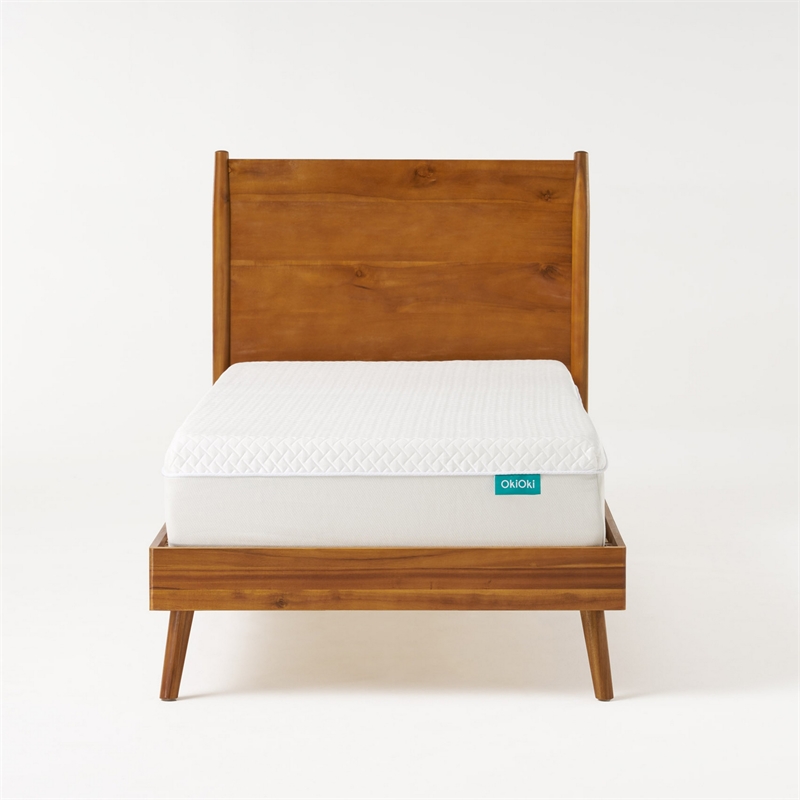 Bowery Hill Twin Size Bed with Panel Headboard Acacia Wood in Natural Brown