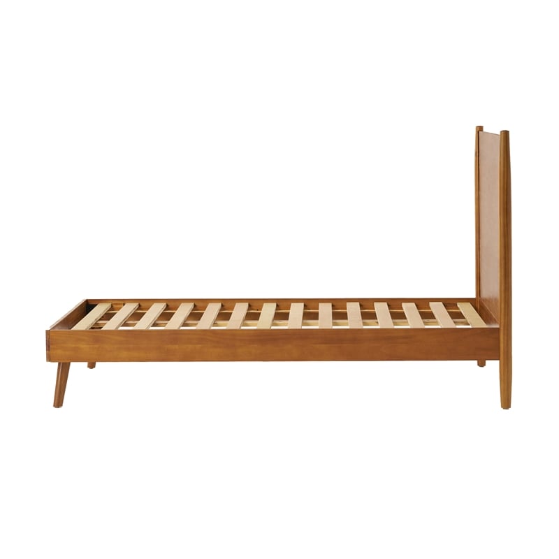 Bowery Hill Twin Size Bed with Panel Headboard Acacia Wood in Natural Brown