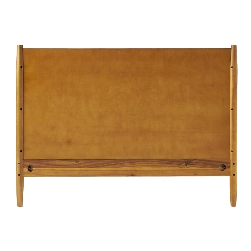 Bowery Hill Twin Size Bed with Panel Headboard Acacia Wood in Natural Brown
