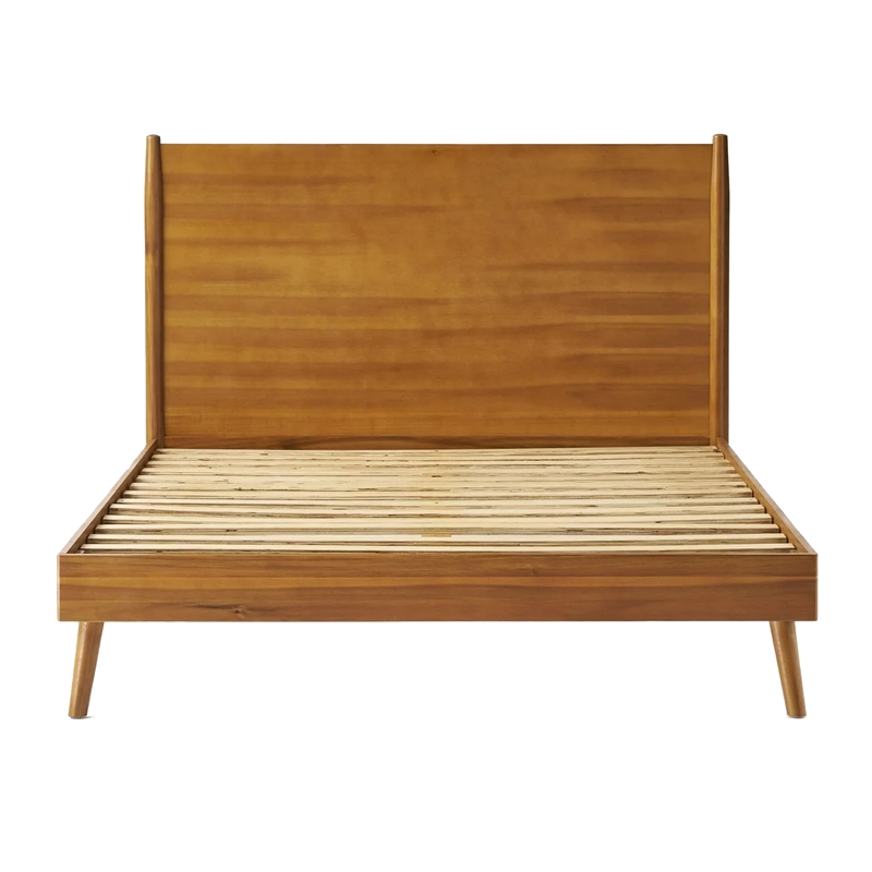 Bowery Hill Full Size Bed with Panel Headboard Acacia Wood in Natural Brown