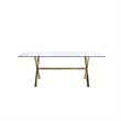 Bowery Hill 79 Inch Dining Table Rectangular Tempered Glass Top in Gold