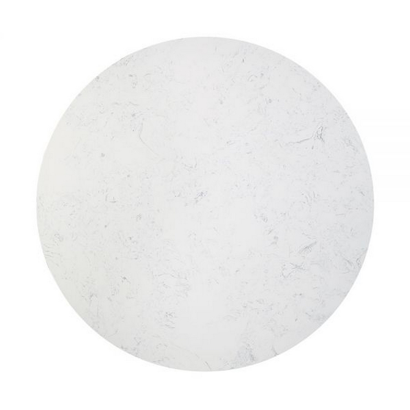 Bowery Hill 54 Inch Round Dining Table Faux Marble Top Black Pedestal Base