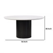 Bowery Hill 54 Inch Round Dining Table Faux Marble Top Black Pedestal Base