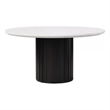 Bowery Hill 54 Inch Round Dining Table Faux Marble Top Black Pedestal Base