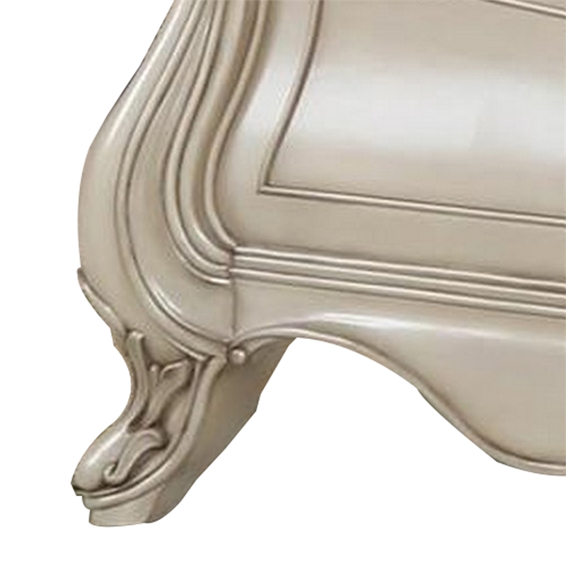 Bowery Hill Queen Size Bed Tufted Polyester Carved Wood in Champagne