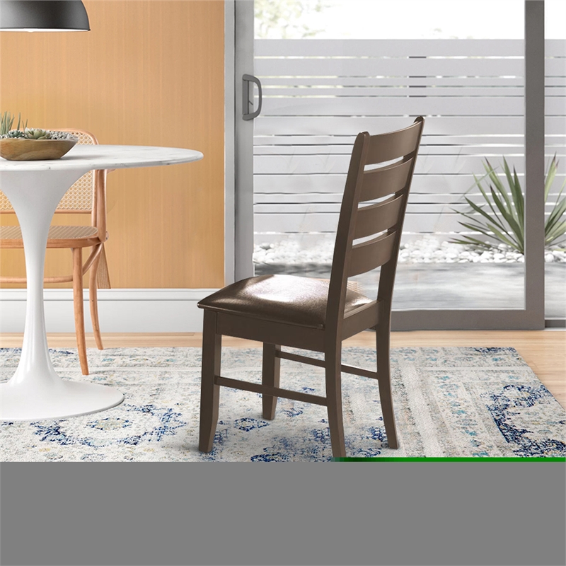 Bowery Hill Wooden Dining Side Chair Set of 2 in Cappuccino Brown