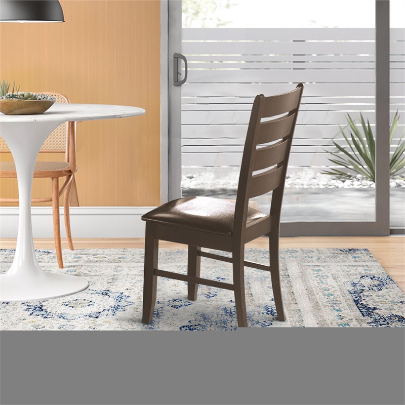 Bowery Hill Wooden Dining Side Chair Set of 2 in Cappuccino Brown