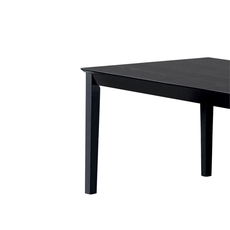 Bowery Hill Rectangular Wooden Dining Table with Expandable Leaf in Black