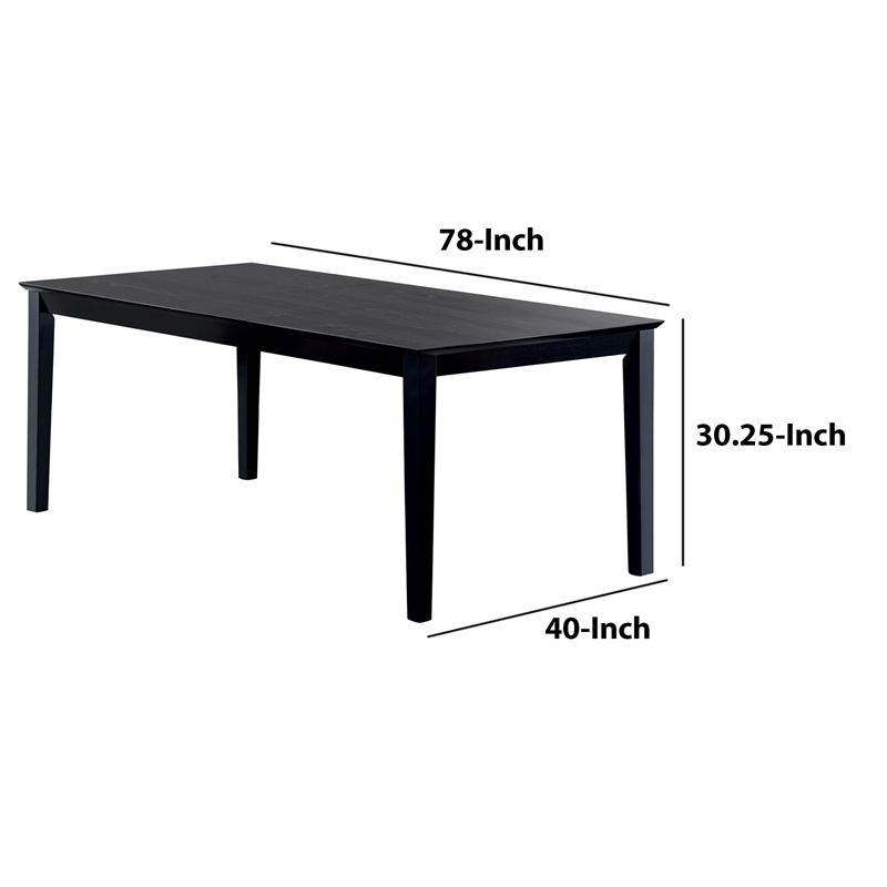 Bowery Hill Rectangular Wooden Dining Table with Expandable Leaf in Black