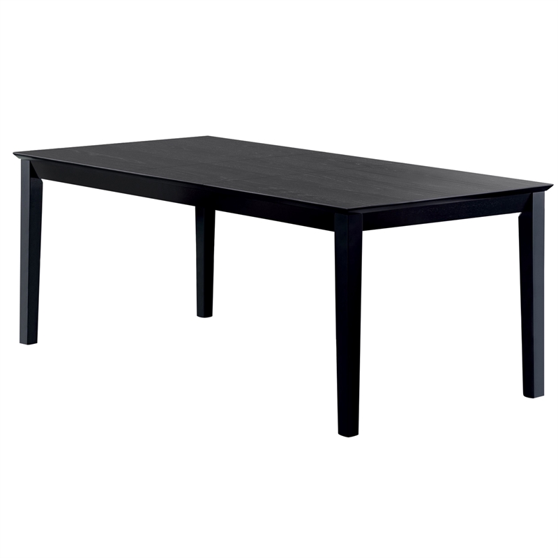 Bowery Hill Rectangular Wooden Dining Table with Expandable Leaf in Black