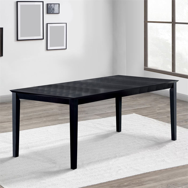 Bowery Hill Rectangular Wooden Dining Table with Expandable Leaf in Black