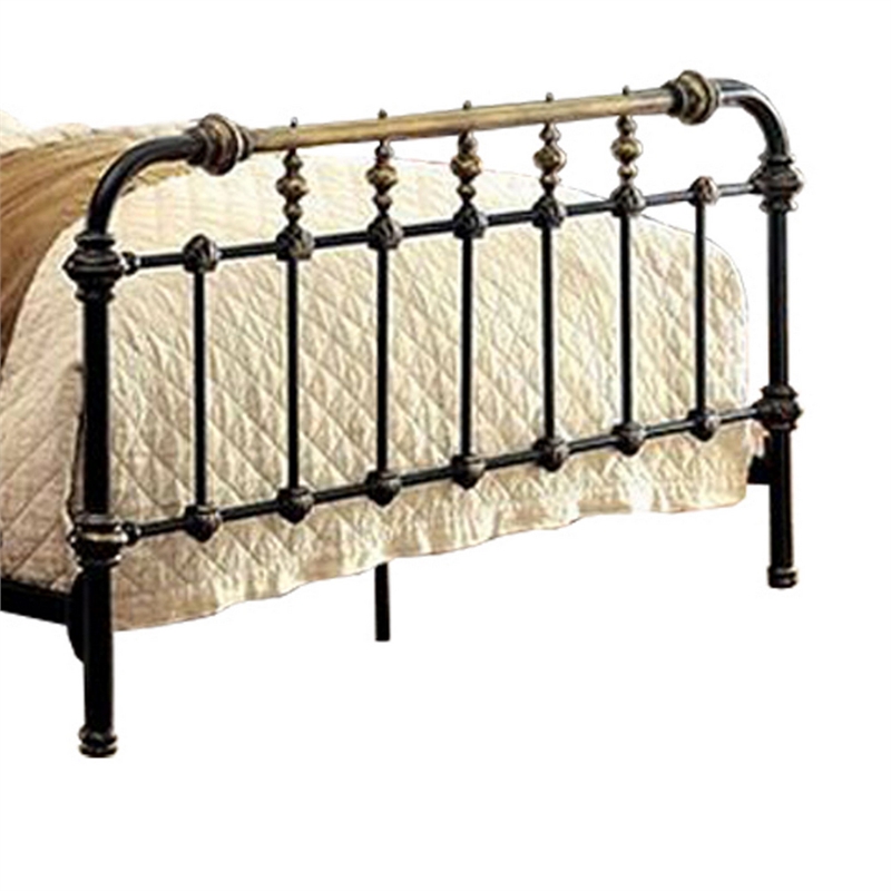 Bowery Hill Curved Headboard Metal Full Bed with Spindles in Black and Gold