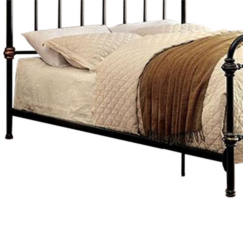 Bowery Hill Metal Eastern King Bed with Gold Accent in Black