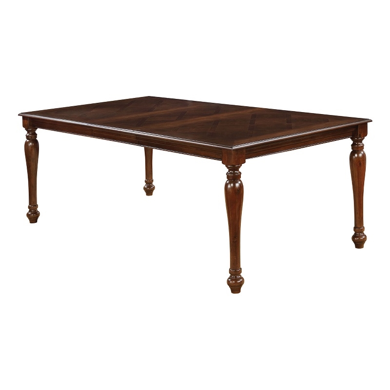 Bowery Hill Rectangular Wooden Dining Table with Turned Legs in Brown
