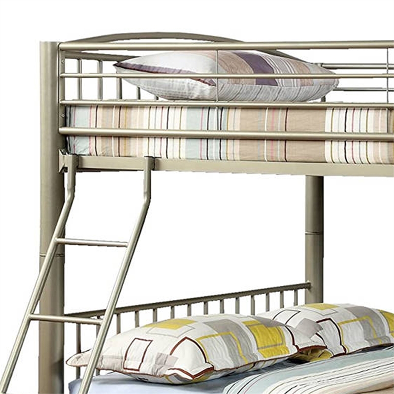 Bowery Hill Full Size Metal Bunk Bed with Movable Ladder in Gold