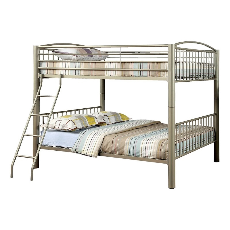 Bowery Hill Full Size Metal Bunk Bed with Movable Ladder in Gold
